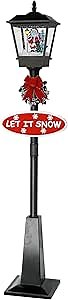 70.75" Black LED Lighted Musical Snowing Santa Christmas Street Lamp