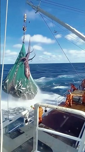 Deep Sea Monster! 🤯 10m Squid Hauled Up, Boat Tipped Over #RealFishing #OceanWonder