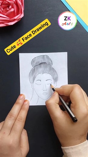 Cute Girl Face Drawing | Girl Drawing Easy #shorts #drawing #art #easy #satisfying #ytshorts
