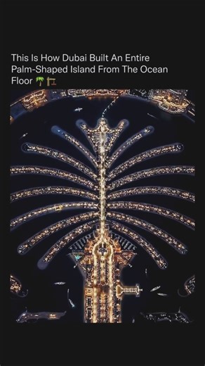 levelupvibees on Instagram: "What looks like a surreal aerial illusion is actually one of the most complex engineering projects ever executed. The Palm Jumeirah was constructed by dredging over 3 billion cubic feet of sand from the Persian Gulf and placing it with centimeter-level GPS precision to form a perfectly symmetrical palm visible from space. Instead of concrete foundations, engineers relied on natural sand compaction, vibration techniques, and interlocking rock breakwaters to stabilize