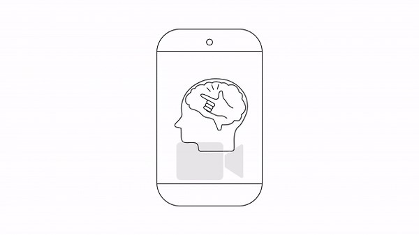 A simple line art animation showing a smartphone with a brain and pointing finger, symbolizing brainstorming and creative thinking using mobile technology Stock Video Footage - Alamy