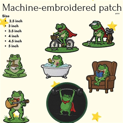 Cute Frog Patch | Embroidered Frog Patch | Animal Character Patch | DIY Clothing & Bag Decoration - Etsy