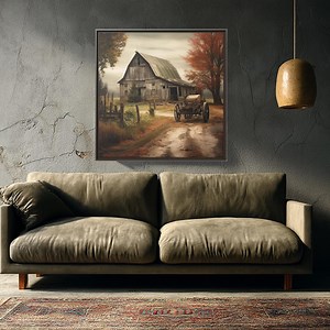 Vintage Barn Canvas Wall Art: Rustic Farmhouse Landscape Print - Etsy