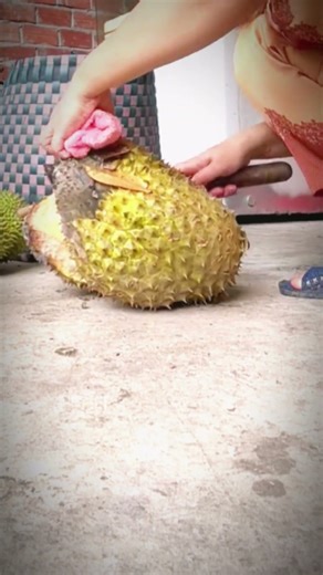 Cutting and Peeling Durian at Home 🥭 | Satisfying Tropical Fruit Moment #Shorts