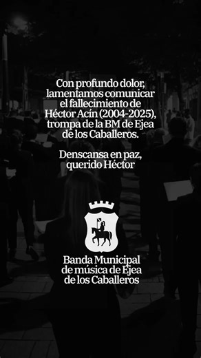 🎠⚫️ DEP Héctor Acín (2004-2025), trompa de la BM de Ejea de los Caballeros✨ Siempre en nuestros corazones @heectorus_ 🎼❤️ #dep #marcha #inmemoriam #caridad #zaragoza