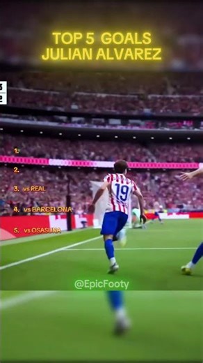 🎯🔥 Top 5 Goals Julián Álvarez | EpicFooty #shorts #football