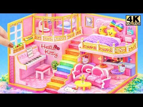 Build Ultimate Hello Kitty Pink House with Rainbow Stair, Piano & Bedroom ❤️ DIY Miniatature House