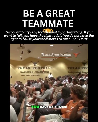 Lou Holtz With a Can't Miss Message on Being a Great Teammate
