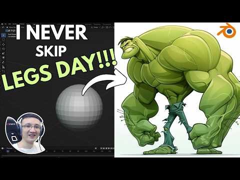 Sculpting a VERY Stylized Hulk in Blender!
