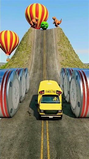 School Bus vs. Cargo Van: Who Wins This CRUSH?! 💥🚌🚚