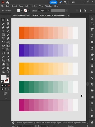 Adobe Illustrator 2026 - Tips for creating Gradient color palettes using the Blend Tool #ducthangds