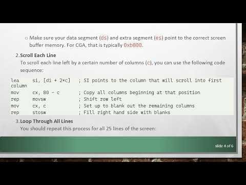 How to Make the Terminal Scroll Horizontally in 16-Bit Real Mode BIOS