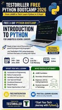 Learn Python for FREE | Join TestDriller's Coding Bootcamp