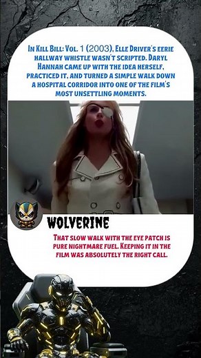 IN KILL BILL: VOL. 1 (2003), ELLE DRIVER'S EERIEHALLWAY WHISTLE WASN'T SCRIPTED.