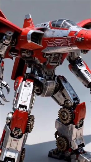 Red Jet Turns Into Red Transformer #robot