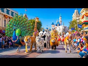 REAL ANIMAL PARADE IN DISNEYLAND | Epic March of Majestic Creatures Down Main Street USA! 🦚🐅🦒
