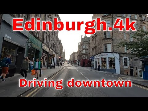 Edinburgh.4k.Scotland.City center drive.Sunset in Edinburgh.