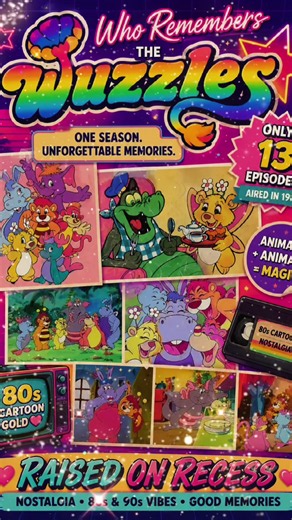 Only the real 80s kids remember The Wuzzles! 🥹💜 It only lasted 13 episodes in 1985, but somehow we still remember these animal mashups decades later. Which Wuzzle was your favorite? #TheWuzzles #80sCartoons #80sKids #CartoonNostalgia #RaisedOnRecess