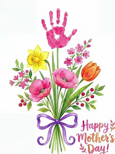 The Cutest Mother's Day Gift 🌸 Handprint Flower Bouquet Printable | Instant Download