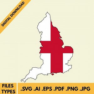 England Flag Map Silhouette: Vector Icon, Digital Download (eps, Ai, Png, Jpg, Pdf, SVG) - Etsy UK