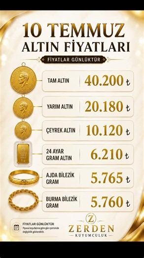 10 Temmuz Altın Fiyatları Güncellendi! Gram altında hareketlilik devam ediyor 👀