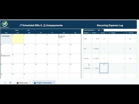 Recuring Bill Payment Planning Calendar