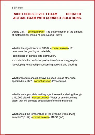 Nicet Soils Level 1 Exam Updated Actual Exam With Correct So video