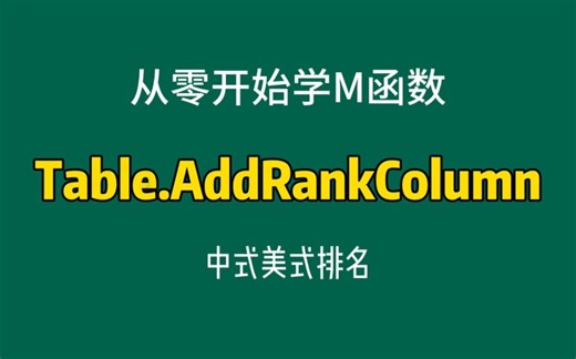 PowerQuery,排序函数Table.AddRankColumn,中式排名美式排名