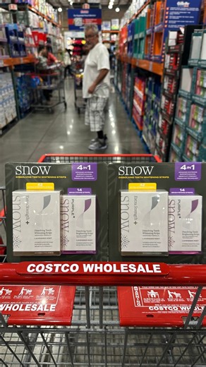 It’s official: SNOW’s iconic dissolving whitening strips are now at Costco. A brighter smile is just a Costco run away. 🛒✨ | SNOW Teeth Whitening