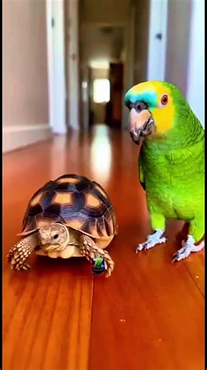 When a Parrot Thinks a Tortoise Is a Walking Rock… or a Tiny Dinosaur