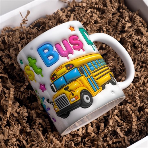Best Bus Driver Mug Wrap PNG 3D Inflated School Bus Design 11oz 15oz Sublimation Template Bus Driver Gift Download - Etsy
