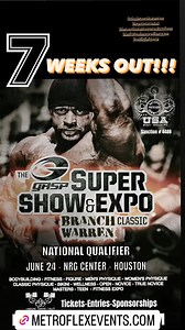 1.9K views · 107 reactions | 7 weeks out from the GASP Super show and NPC Branch Warren Classic in Houston TX!!! Overall champions going home with gift cards, swords, medals, backpacks, and much much more! NPC NATIONAL QUALIFIER Multiple events and lots of vendors. Head to MetroflexEvents.com to purchase tickets, reserve a booth or register to compete!!! | Branch Warren | Facebook