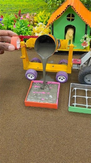 😱 Real Working Mini Tractor Making Cement Pillar | Amazing DIY Construction Machine 🚜 #shorts