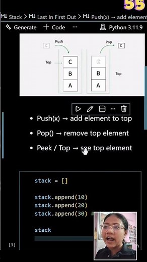 Day 55️⃣ – Stack (LIFO) in Python 📚🐍#100DaysOfCode #Python #DataStructures