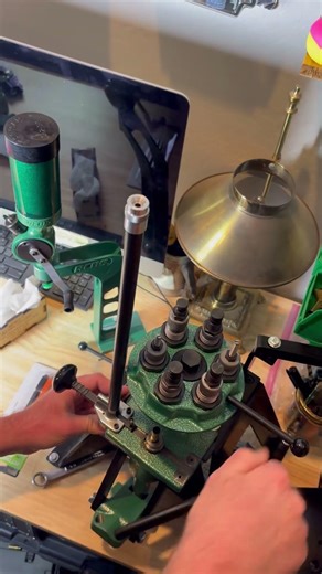 Reloading some .38 Special on my RCBS Turret press. ￼
