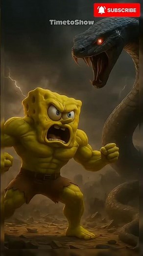 Unbelievable‼️SpongeBob Transforms into Hulk to Fight a Giant Snake‼️ #shortvideo #spongebob