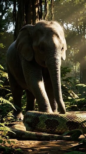 anaconda versus elephant fighting