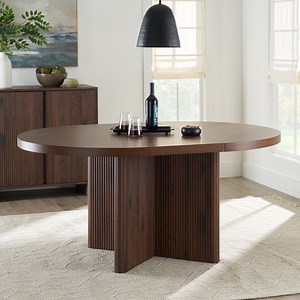 Better Homes & Gardens Lillian Fluted Round Expandable Dining Table, Walnut Finish