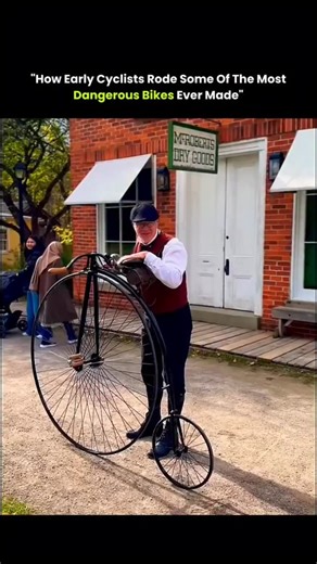 sasti reality on Instagram: "Riding this bicycle required balance, courage, and precise timing. What you're seeing is a penny-farthing, also known as a high-wheel bicycle, one of the earliest bicycle designs used during the 1870s and 1880s. The unusual design came from a simple limitation of early engineering. These bicycles had no chain drive or gears, so the pedals were fixed directly to the front wheel. The larger the wheel, the farther the rider could travel with each pedal rotation, which m