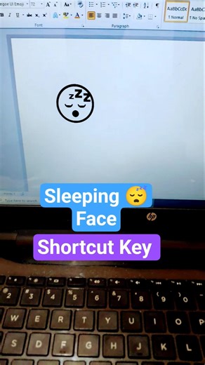 Insert Sleeping 😴 Face Symbol in Word #shorts #shortcuts