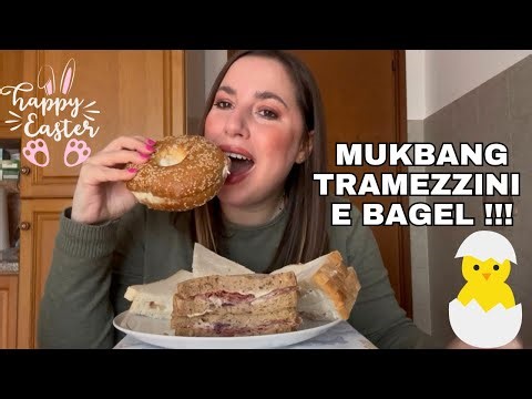 MUKBANG DI PASQUA!!! • TRAMEZZINI BAGEL E PASTIERA!! • Aspettando Pasqua Mangiamo Insieme 🐣