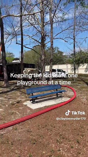 Fresh mulch keeps the playgrounds safe for the kids #playgroundes #mulch #safety #working