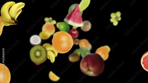 Falling FRUITS Background, Fast Version, Loop, with Alpha Channel, 4k