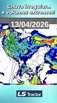 Forecast indicates contrast in Brazil: some areas with heavy rainfall and others with failure.