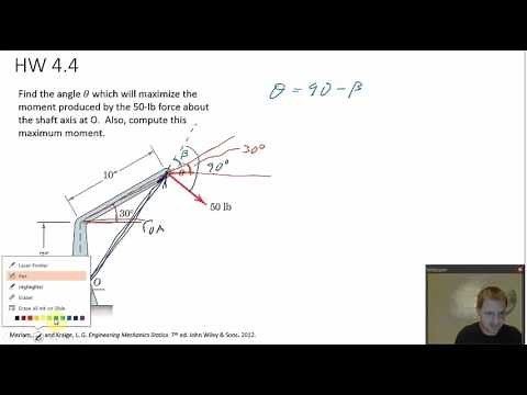 Statics - 2D moment example 4.4
