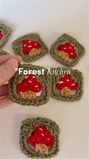 Crochet Mushroom Hot Pads 🍄✨ | Granny Square Cottagecore Kitchen Trivets