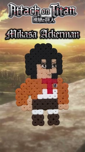 Mikasa Ackerman Hama Beads Attack on titan Custom pixel art #shorts