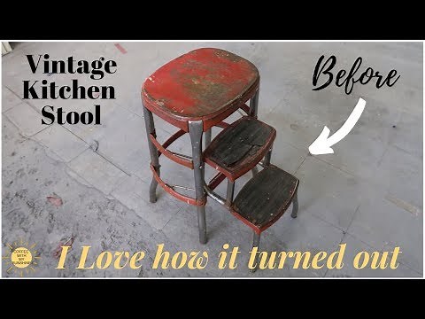 RETRO VINTAGE STOOL RESTORATION | UPCYCLE | COSCO ANTIQUE METAL STEP STOOL | RUSTOLEUM CRAIGSLIST