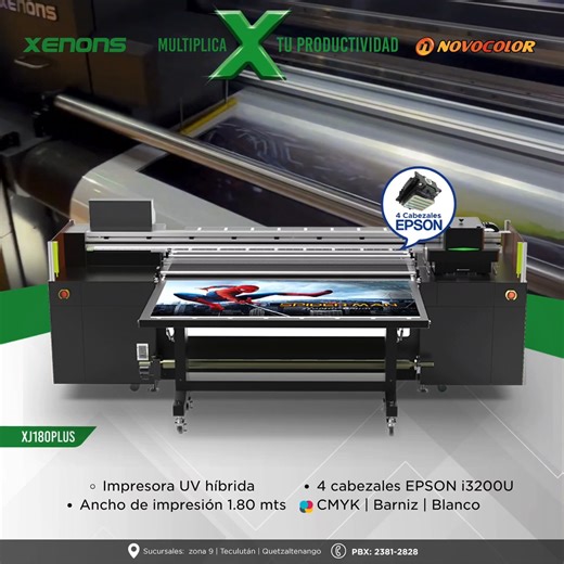 PLOTTER DE IMPRESIÓN XENONS UV XJ180PLUS 💯​🖨️​✅​ Ploter de impresión de alta resolución, ideal para comenzar un negocio o complementar el mismo. Compatible con todos los suministros de formato ancho como: lona, viniles, microperforado y más. Vísita nuestro web para más información: https://novocolor.com.gt/xenons/ Recuerda que puedes comprar en: 📍 TIENDAS: ZONA 9 – TECULUTAN – QUETZALTENANGO 📞CALL CENTER: 23812828 📲 Whatsapp: https://wa.link/7qxqqu 📦 Contamos con servicio a domicilio | Nov