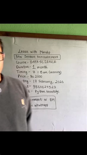 🚨 BIG ANNOUNCEMENT! Data Science Class Starting February 17, 2026! 📊🐍 I’m launching a complete Data Science course and seats are LIMITED! 🔥 What you’ll learn: ✅ Python for Data Science ✅ Data Analysis & Visualization ✅ Pandas, NumPy, Matplotlib ✅ Real-world projects ✅ Machine Learning basics ✅ Career-ready skills This isn’t just theory - you’ll work on ACTUAL data science projects that you can add to your portfolio! 💼 Who is this for? - Beginners wanting to break into Data Science - Python 